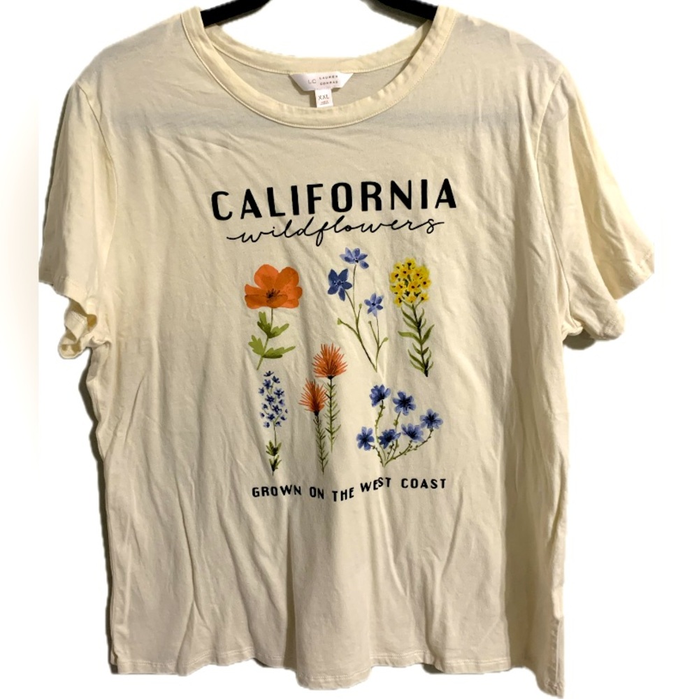 Lauren Conrad cream California tee flower design size XXL